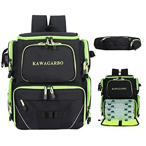 Kawagarbo レインカバー付き 釣りタックルバックパック メンズファッション Lサイズ 防水タックルバッグ レインカバー付き 25l ブラック グリーン B08w1pvpym リュックサック デイパック ファーイーストインク 購入特典