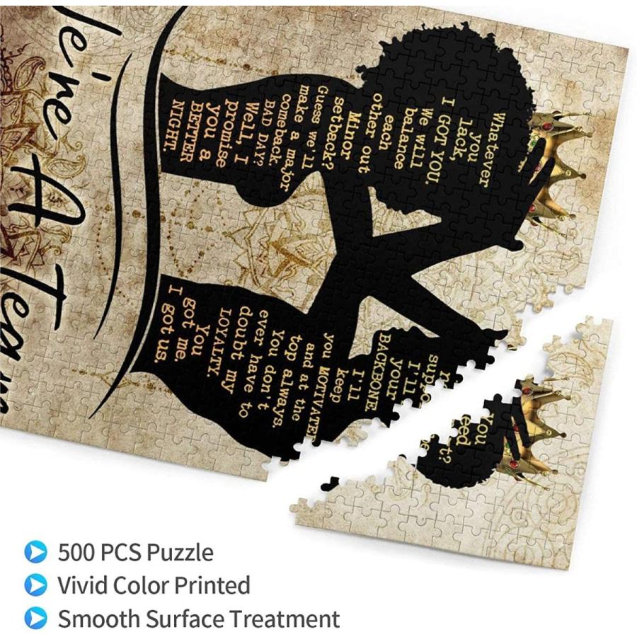 買い保障できる アフリカ系アメリカ人のジグソーパズル500ピース大人とティーンエイジャーのためのアフリカ黒人少女アート木製パズル楽しい家族ゲーム黒キングとクイーンイ ジグソーパズル Tnptraining Lemoni Fr