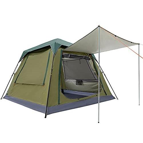 【予約受付中】 Ubon 6人用 キャンプテント 自動セットアップインスタントファミリーテント 防水 通気性 アウトドアハウス シェルター グリーン ドーム型テント