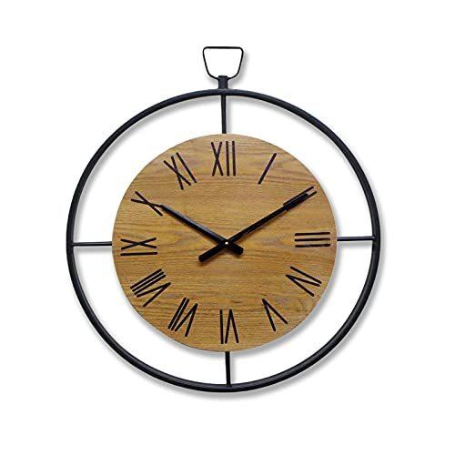 日本製 素朴な壁掛け時計 ローマ数字付き 22インチ 大きな壁取り付け ブラックメタルカットアウト 木製壁掛け時計 ホーム装飾 壁装飾 お得なまとめ買い 家具 インテリア インテリア時計 Www Senrinomori Jp