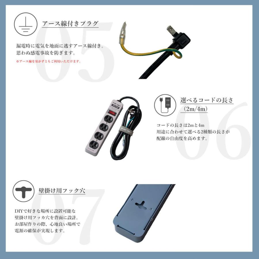 Fargo（ファーゴ） 延長コード おしゃれ 電源タップ 4個口 スチール