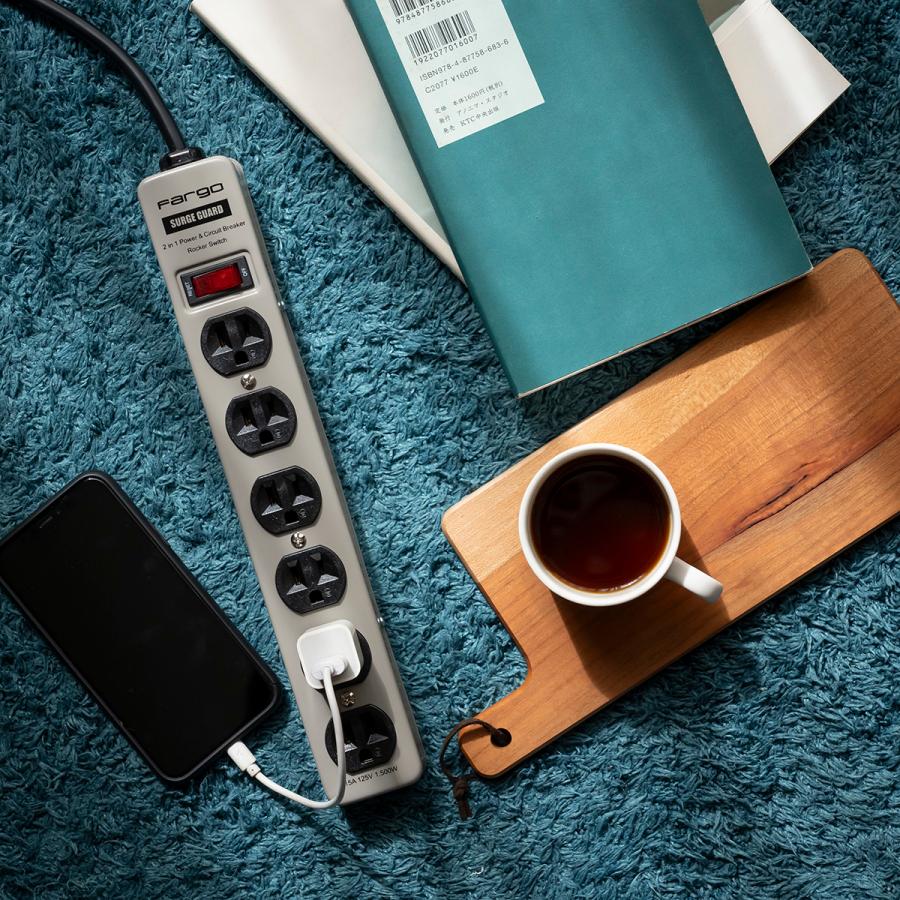 延長コード おしゃれ 電源タップ 6個口 スチールタップ 2m 4m アース インダストリアル ビンテージ リノベーション 部屋 アメリカン 3ピン ガレージ ガジェット | Fargo | 14