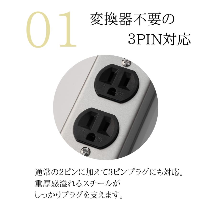 延長コード おしゃれ 電源タップ 6個口 スチールタップ 2m 4m アース インダストリアル ビンテージ リノベーション 部屋 アメリカン 3ピン ガレージ ガジェット | Fargo | 06