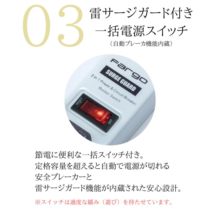 延長コード おしゃれ 電源タップ 6個口 スチールタップ 2m 4m アース インダストリアル ビンテージ リノベーション 部屋 アメリカン 3ピン ガレージ ガジェット | Fargo | 08