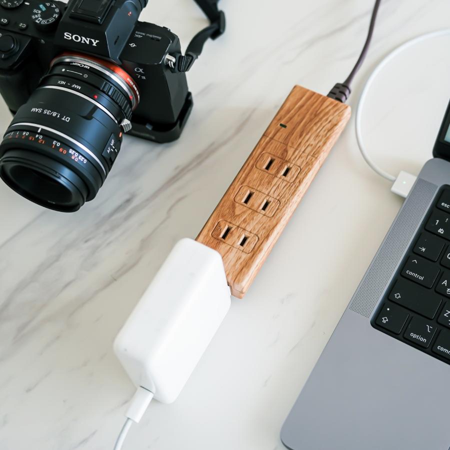 FARGO 公式 電源タップ おしゃれ デザイン OAタップ コンセント 延長ケーブル 木目調 インテリア 安全 部屋 雷サージ  1.5m AC4個口 ナチュラル 延長コード SALE | Fargo | 04
