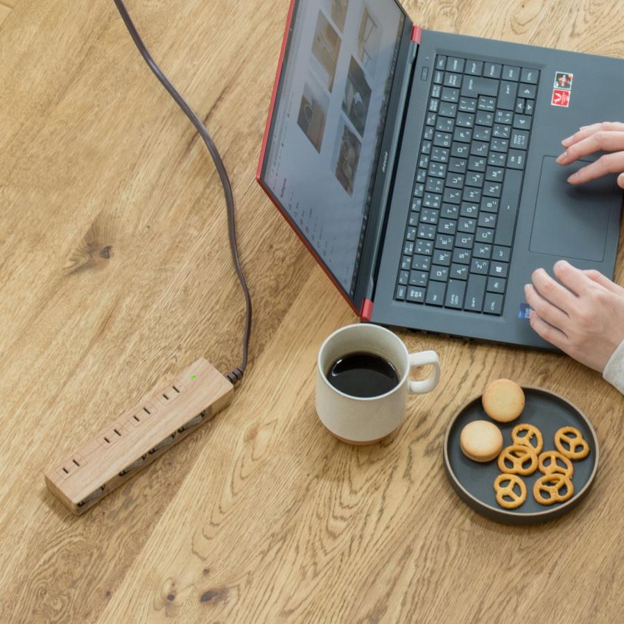 FARGO 公式ストア 電源タップ 節電 スイッチ おしゃれ デザイン OAタップ コンセント 個別 急速充電 スイッチ 雷サージ 1.5m 2m 木目調 ベージュウッド SALE | Fargo | 13