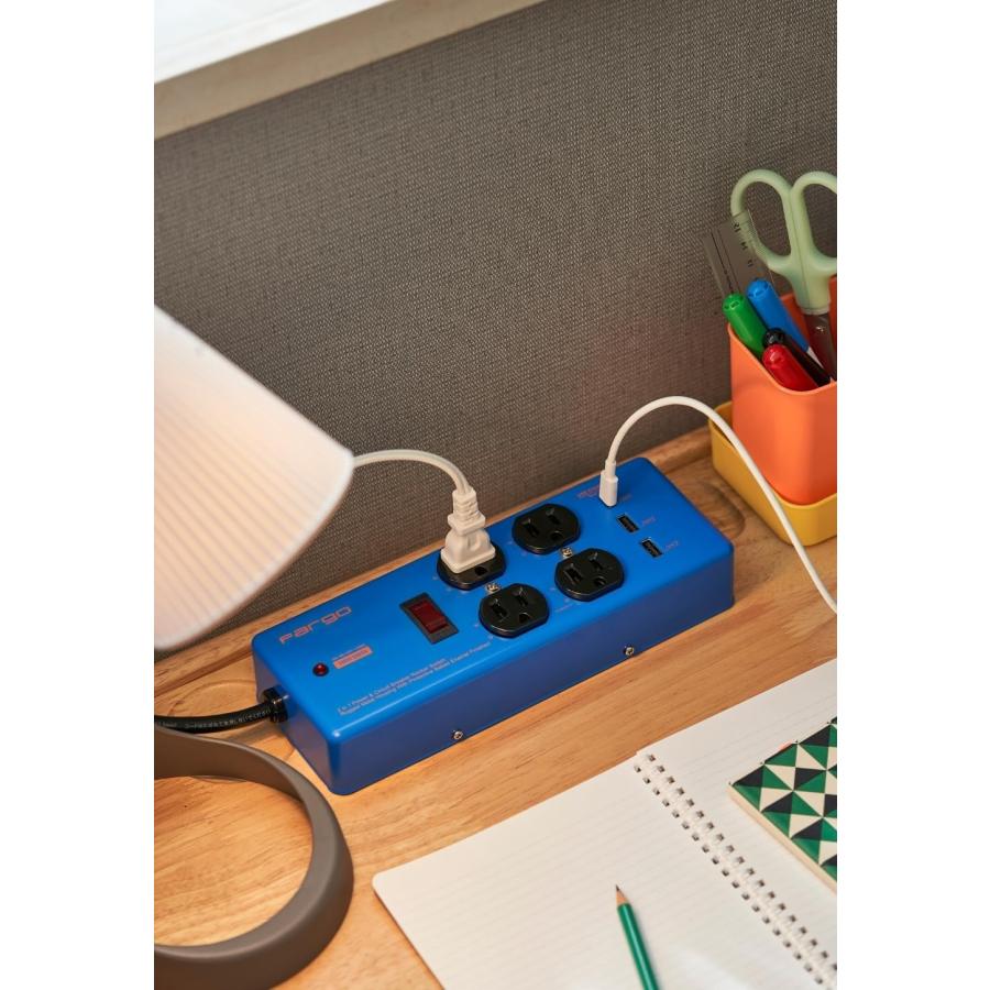 FARGO コンセント 3ピン プラグ 電源タップ 延長コード おしゃれ スチール イズカット 雷サージ 4個口 3.4A USB  TypeC TypeA 1.8m SALE |  | 15