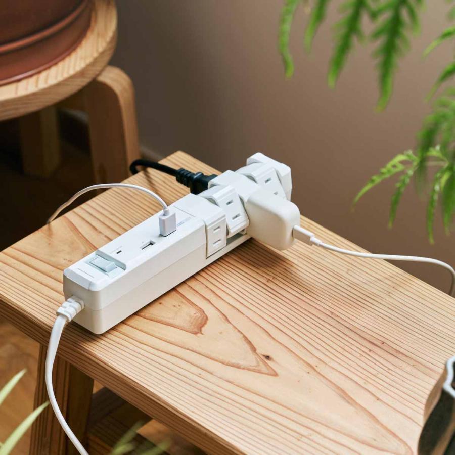 延長コード 8個口 3.4A 電源タップ おしゃれ 安全 旅行 出張用 プレゼント ギフト お部屋づくり AC インテリア 充電 スマホ 回転 雷サージ スイッチ ホワイト | Fargo | 12