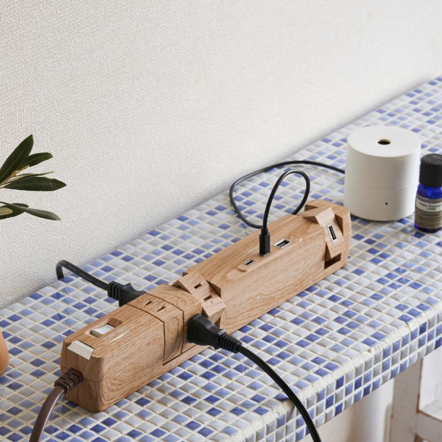 延長コード PD65W おしゃれ Type-C 電源タップ USB 回転 6個口 安全 プレゼント ギフト お部屋づくり インテリア 木目調 GaN搭載 便利 雷ガード タコ足 Fargo | Fargo | 18