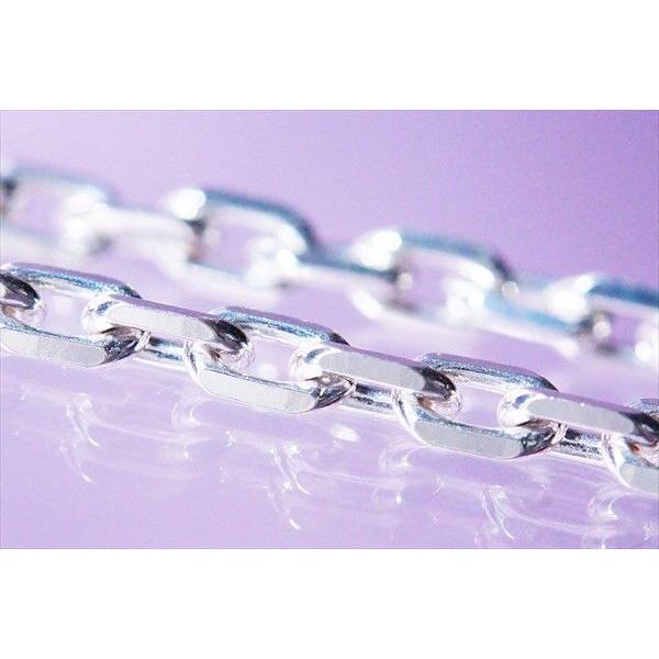シルバー925 極太銀 4面カットあずきチェーン「幅5mm 長さ50cm