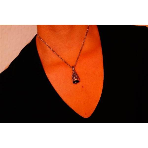 ベル 鐘 和柄 九尾の狐 紅葉 枯山水 立体彫り レッドブラウン&ゴールド&シルバー トリプルカラー シルバー925 メンズ ペンダント ネックレスの画像
