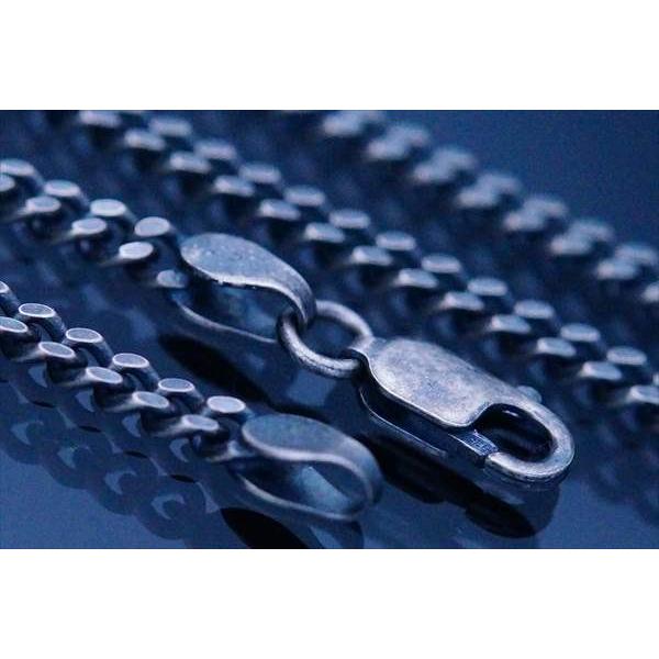 シルバー925 喜平2面カットネックレスチェーン ブラックグレー燻し