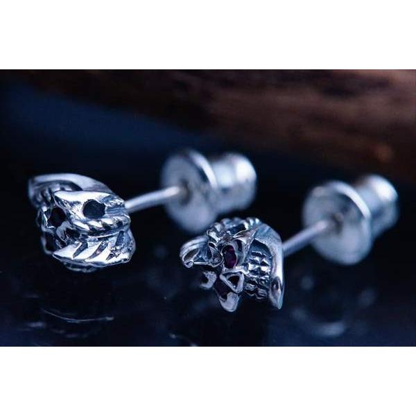 シルバーアクセサリー スタッド ピアス ガーネット ドクロ 骸骨 スカル モヒカン ヤンキー ヘッド メンズ シルバー925 A 803 アクセサリー通販 Farice 通販 Yahoo ショッピング