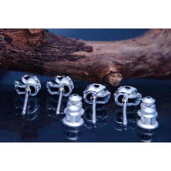 シルバーアクセサリー スタッド ピアス ガーネット ジルコニア ドクロ 