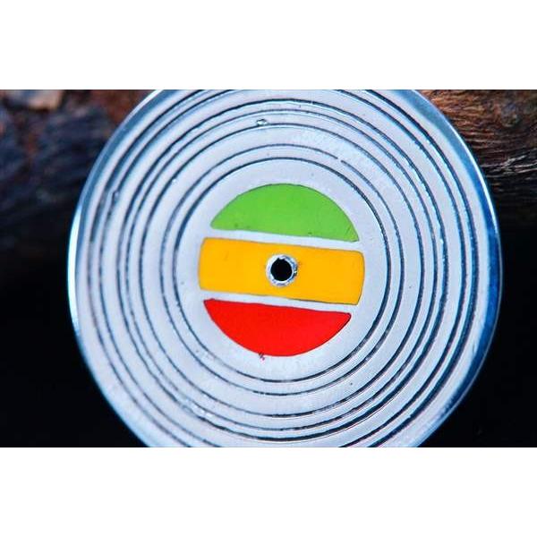 シルバーアクセサリー ラスタカラー レゲエ レコード プレート メンズ