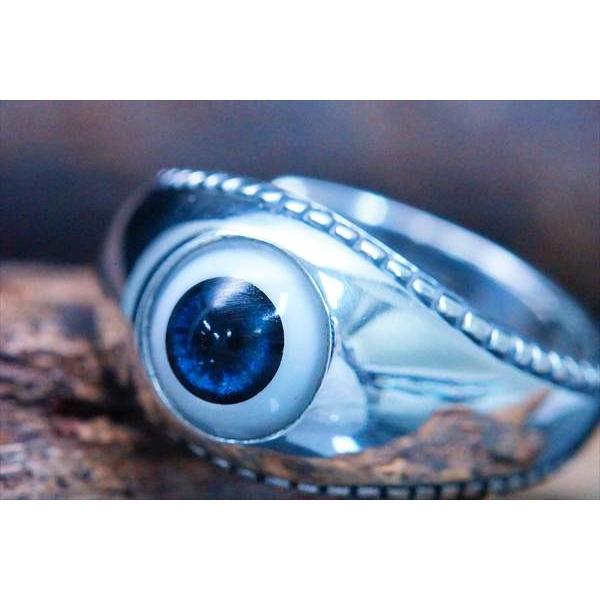 シルバーアクセサリー 目玉 ブルー 青 スタッズ 鋲 silver925 メンズ
