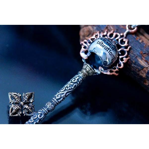 スカル ツタ柄彫り クロス 十字架 鍵 キーデザイン メンズ シルバー925