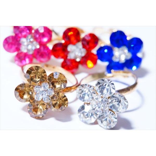 カラフルカットビーズ 5枚花びらフラワー(花) ゴールドカラー