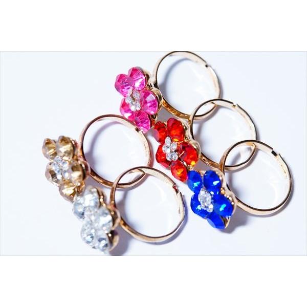 カラフルカットビーズ 5枚花びらフラワー(花) ゴールドカラー