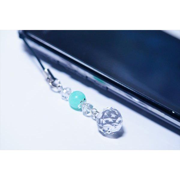 グリーンカルサイト＆クリアカットビーズ装飾 4連ドロップデザイン