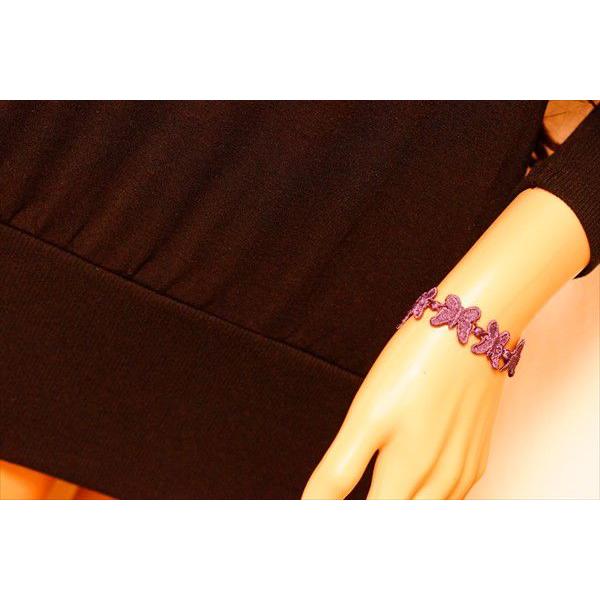 7連バタフライ(蝶々)＆四葉フラワー(花)デザイン刺繍 ミサンガ