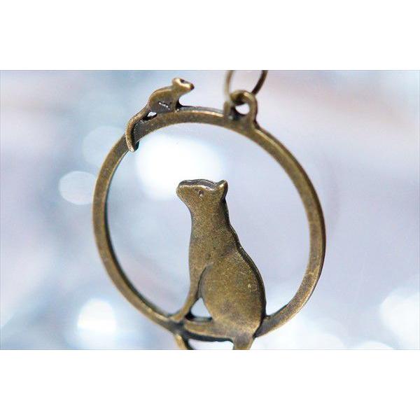 アンティークゴールドカラーサークルフレームキャット(猫)＆マウス