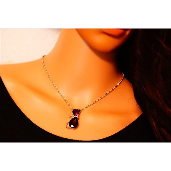 リボン＆黒石付き猫耳キャット(ネコ)モチーフ ハートシェイプ&ティア 
