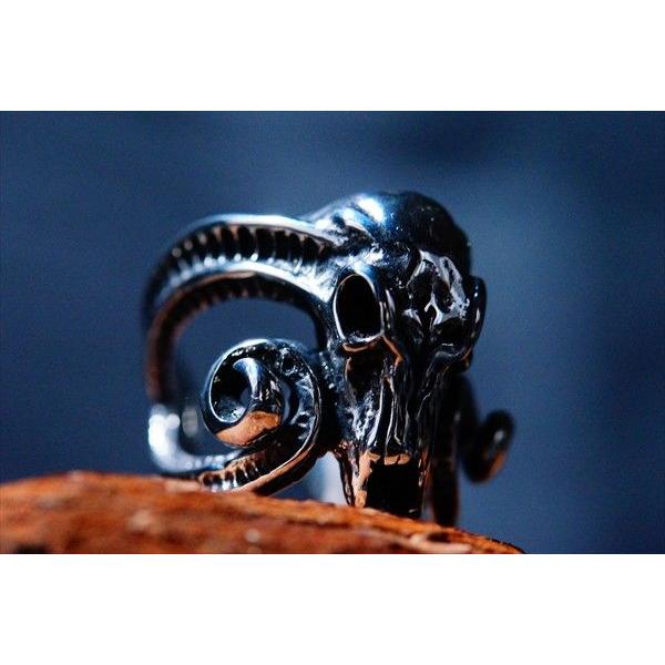 サタン(悪魔)モチーフ バッファロースカル(水牛の骸骨)デザイン ダブル