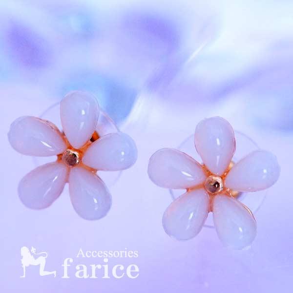 白 ミルキーホワイト 5枚花びら フラワー 花 ムーンストーン風 樹脂
