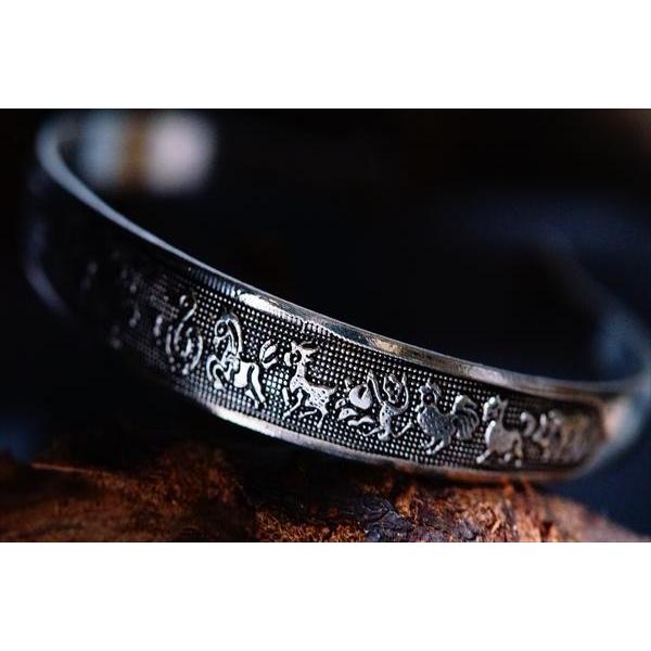 干支(十二支)浮き彫りデザイン メンズ バングル ブレスレット