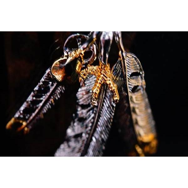 Indian Jewelry ビッグイーグル&3フェザー ゴールドカラーハート