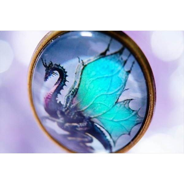 ブルーウイング・ドラゴン(青い翼の龍)デザイン アンティークゴールド