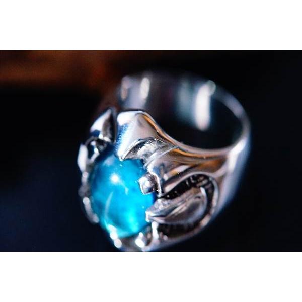 ダークターコイズブルー・グラスストーン装飾 メカニカル・クロー(爪