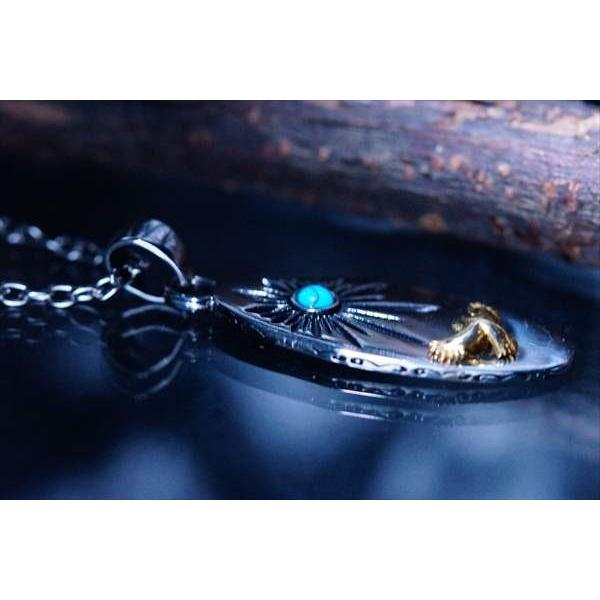 Indian Jewelry イーグル 鷲 金色立体装飾 ターコイズブルービーズ