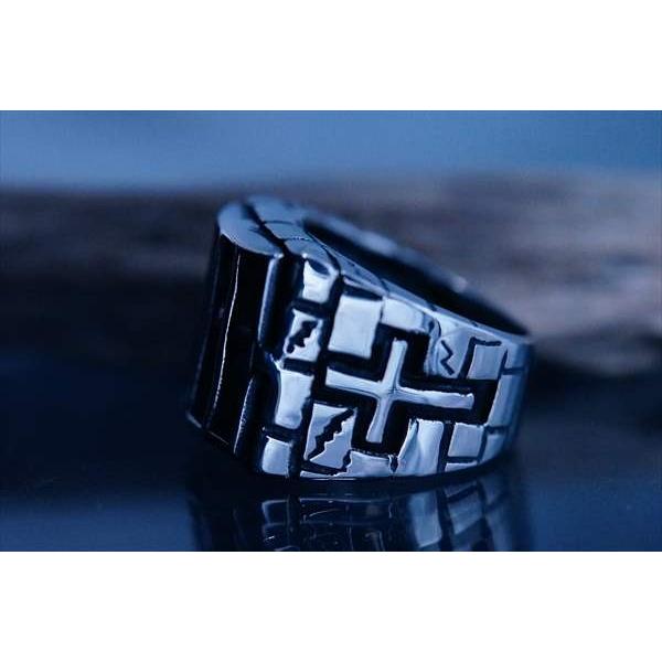 期間限定出品【未使用】BPNゴシック風 十字架デザイン リング クロスのチェーンリング / 十字架 ロザリオ 2連リング ユニセックス