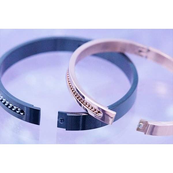 喜平チェーン・埋め込み型ハーフデザイン ステンレス ペアバングル