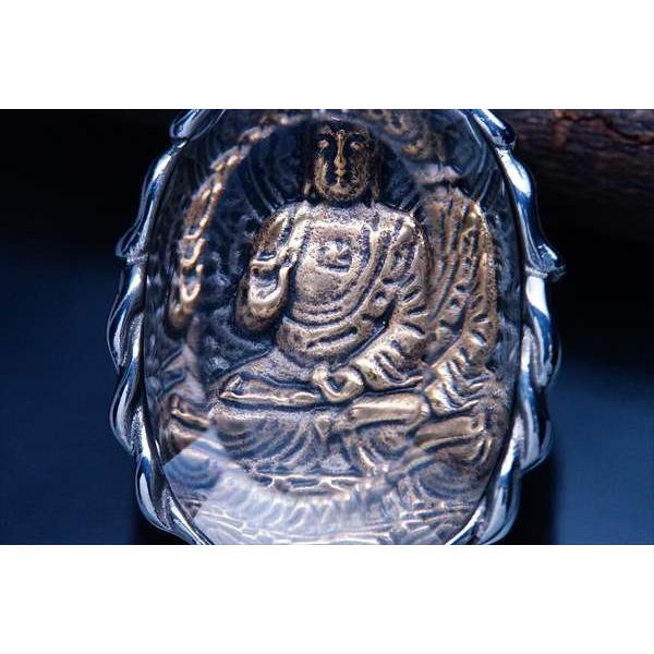 ステンレス ペンダント ネックレス 大仏 まんじ 卍 蓮 ブラス ガラス