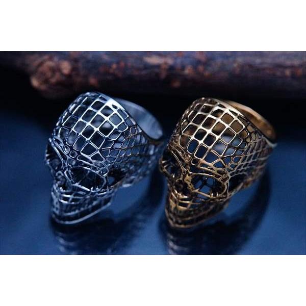 ステンレス リング 指輪 メンズ スケルトン ドクロ 骸骨 スカル 網目