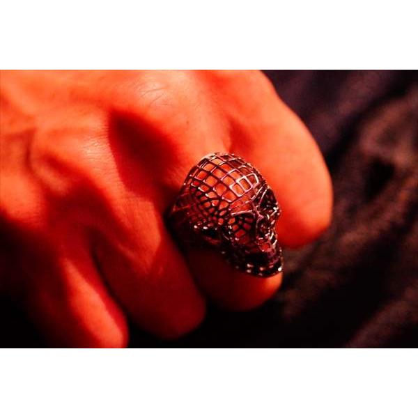 ステンレス リング 指輪 メンズ スケルトン ドクロ 骸骨 スカル 網目