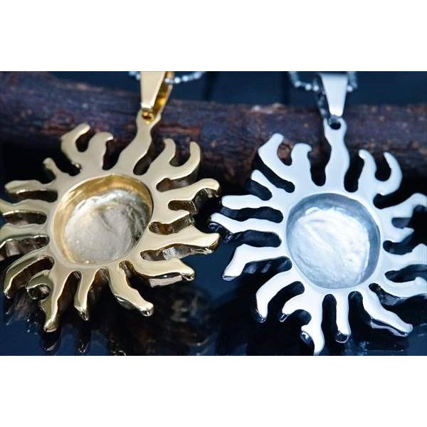太陽 サン フレア 顔 フェイス ステンレス ペンダント ネックレス