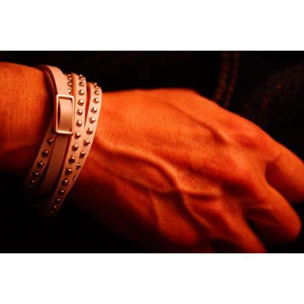 鋲 スタッズ パンク レザー 革 バングル ブレスレット メンズ シンプル