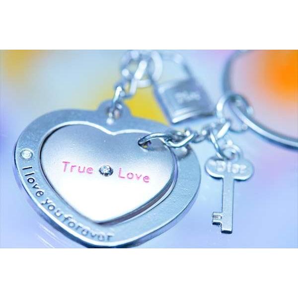 ハート Love 鍵 錠 キー クリア ビーズ ペア キーホルダー