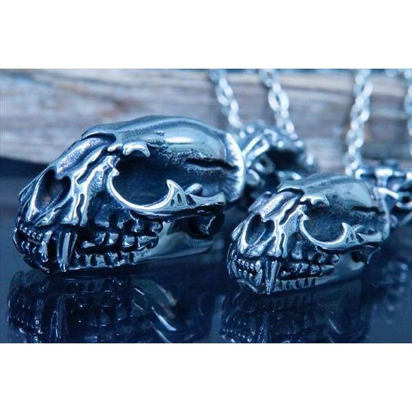 ライオン 頭蓋骨 骨 牙 アニマル 百獣の王 顎可動式 ステンレス メンズ