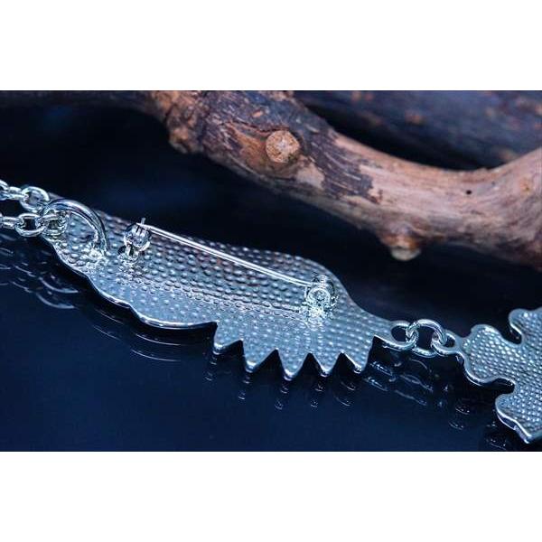 フェザー 羽 クロス 十字架 2way ラペルピン ピンブローチ クリア