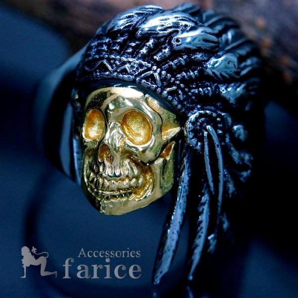 Indian Jewelry インディアン 髑髏 スカル フェザー 羽 ゴールド