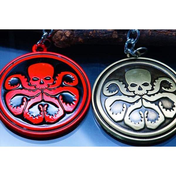 タコ オクトパス スカル ドクロ プレート型 キーホルダー 「レッド