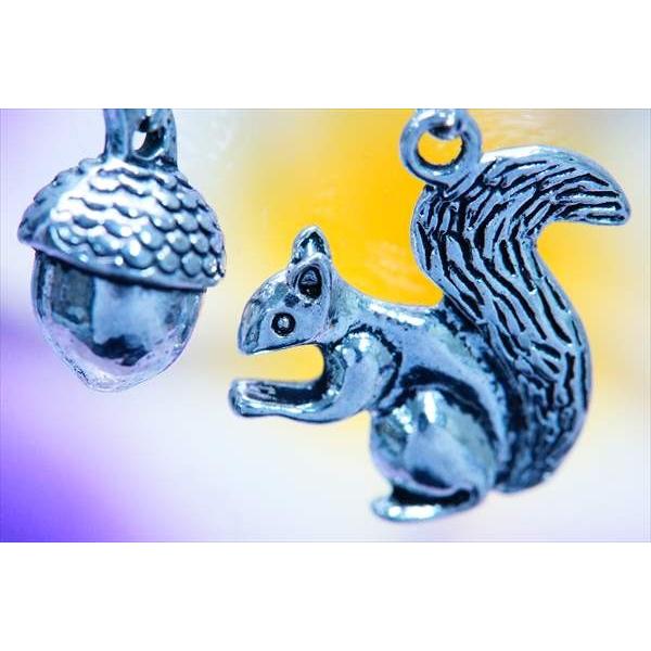 リス どんぐり アシンメトリー レディース フック ピアス