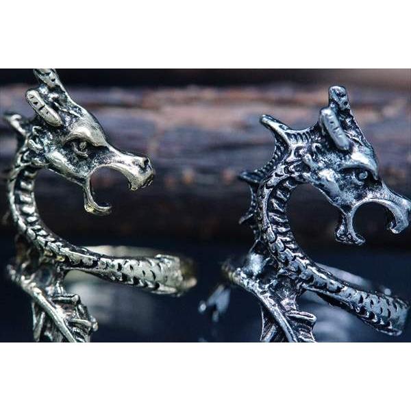 ドラゴン 龍 鱗 角 メンズ ピンキー リング 指輪 「イエローゴールド