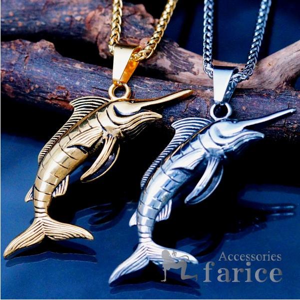 カジキマグロデザイン ステンレス メンズ ペンダント ネックレス
