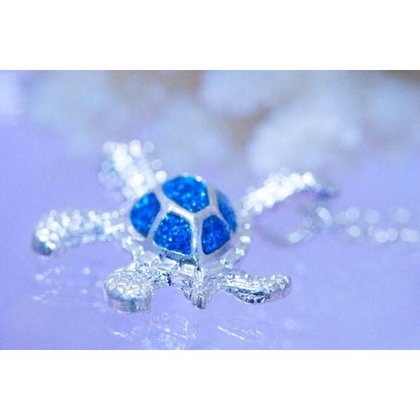 ホヌ　レジンヘアゴム　ブルーキラキラブルー　ウミガメ ハワイアンジュエリー ホヌ ウミガメモチーフ 横向きデザイン